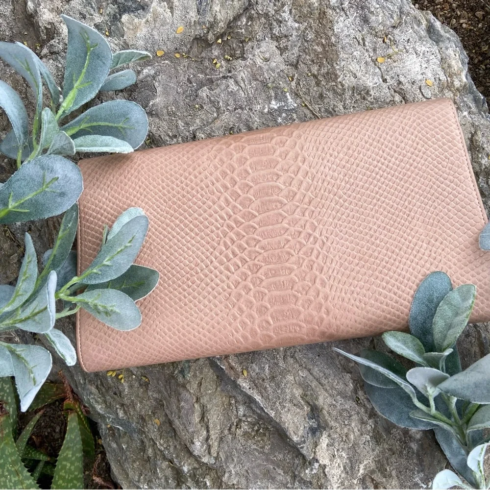 Clutch DAREEN HAKIM Bag Neutral Snake Embossed Bronze Front Plate Beautiful